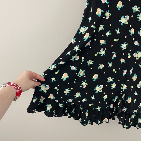 Free People Like A Lady Black Citrus Print Mini Dress Size Medium - Picture 6 of 7